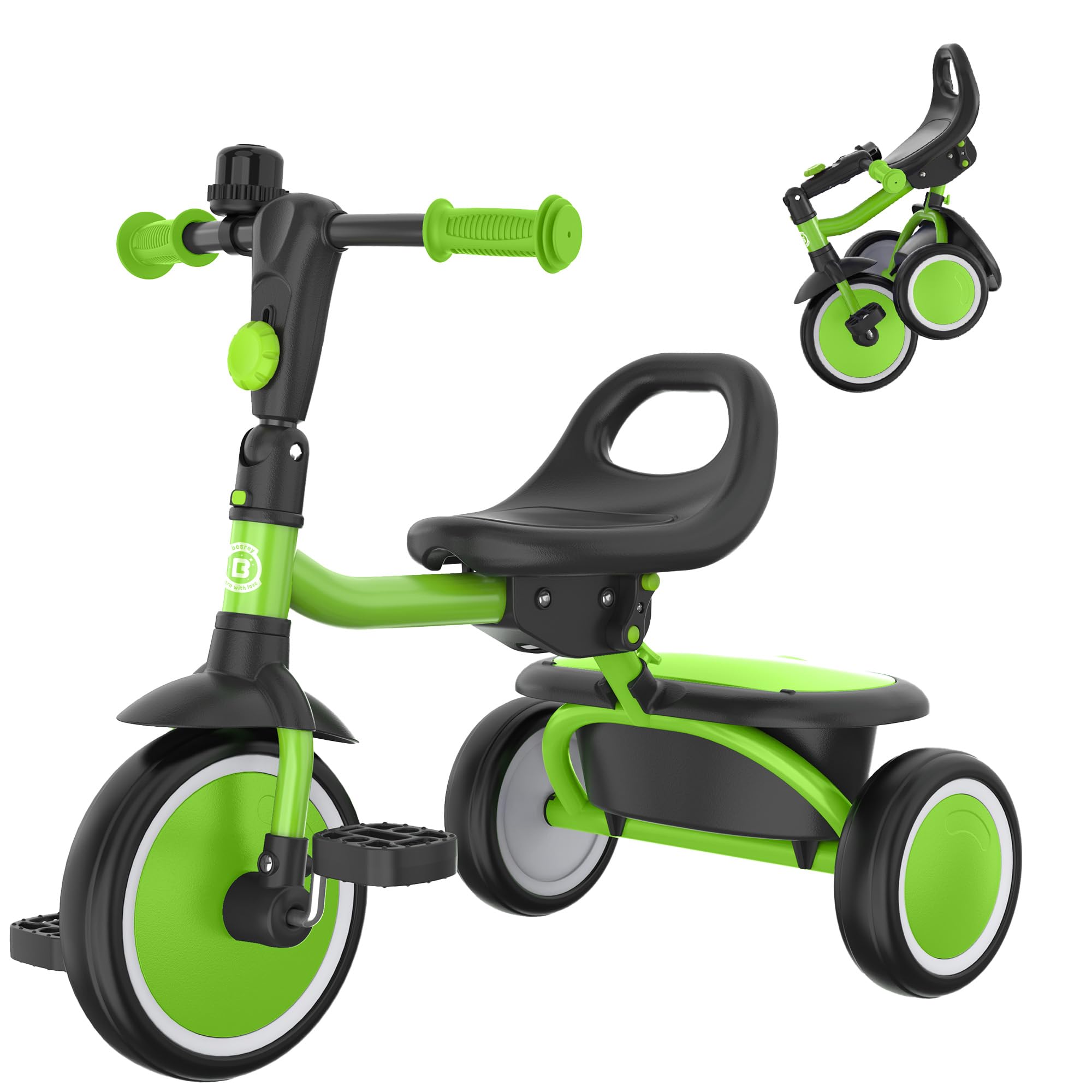 besrey Kids Tricycles Age 18 Month to 5 Years, Toddler Tricycle Kids Trikes Tricycle, Gift Toddler Tricycles for 2-5 Year Olds, Gift & Toys for Boy & Girl, Trikes for Toddlers, Grass Green Image