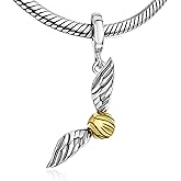 Bolenvi Golden Ball Wings 925 erling Silver Pendant Charm Bead For Pandora & Similar Charm Bracelets or Necklaces