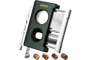 LIHTUN Cigar Cutter Guillotine 4 in 1 One Touch Straight Cut V Cutter with Cigar Punch Cigar Draw Enhancer, Stainless Steel Double Blade Cigar Clippers, Cuts Up to 60 Ring Gauge Cigars, Gift for Men