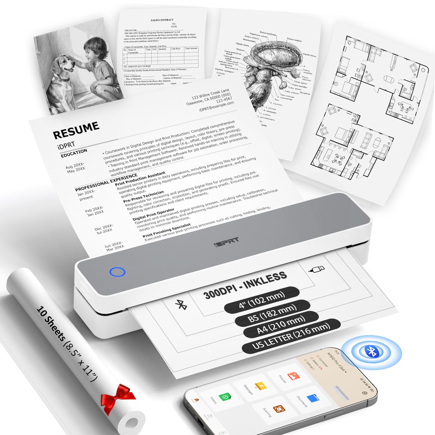 Photo 1 of ***MISSING PARTS***
Inkless Portable Printer, MT610Pro Thermal Printer Wireless for Travel Support 8.5" x 11" US Letter, A4, 300DPI Small Bluetooth Printers Compatible with iOS, Android Laptop for Home Office Car, Grey