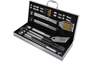 16-Piece BBQ Grill Accessories Set - Barbecue Tool Kit with Aluminum Case for Home Grilling - Great Gift for Birthday or Father’s Day by Home-Complete