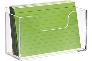 BTSKY 1 Pack Acrylic Index Card Holder Display Stand - 4X6 Inch Notecard Box Recipe Organizer, Clear Index Card Case for Office Desk Recipe Notecard Storage Box, Photo Holder Organizer