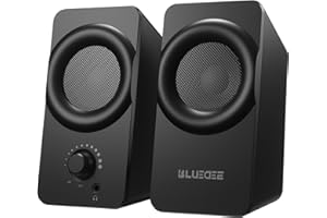 Bluedee Computer Speakers for Desktop PC, Dynamic RGB Light PC Speakers with 2 Speaker Units, Plug & Play USB Speakers for De