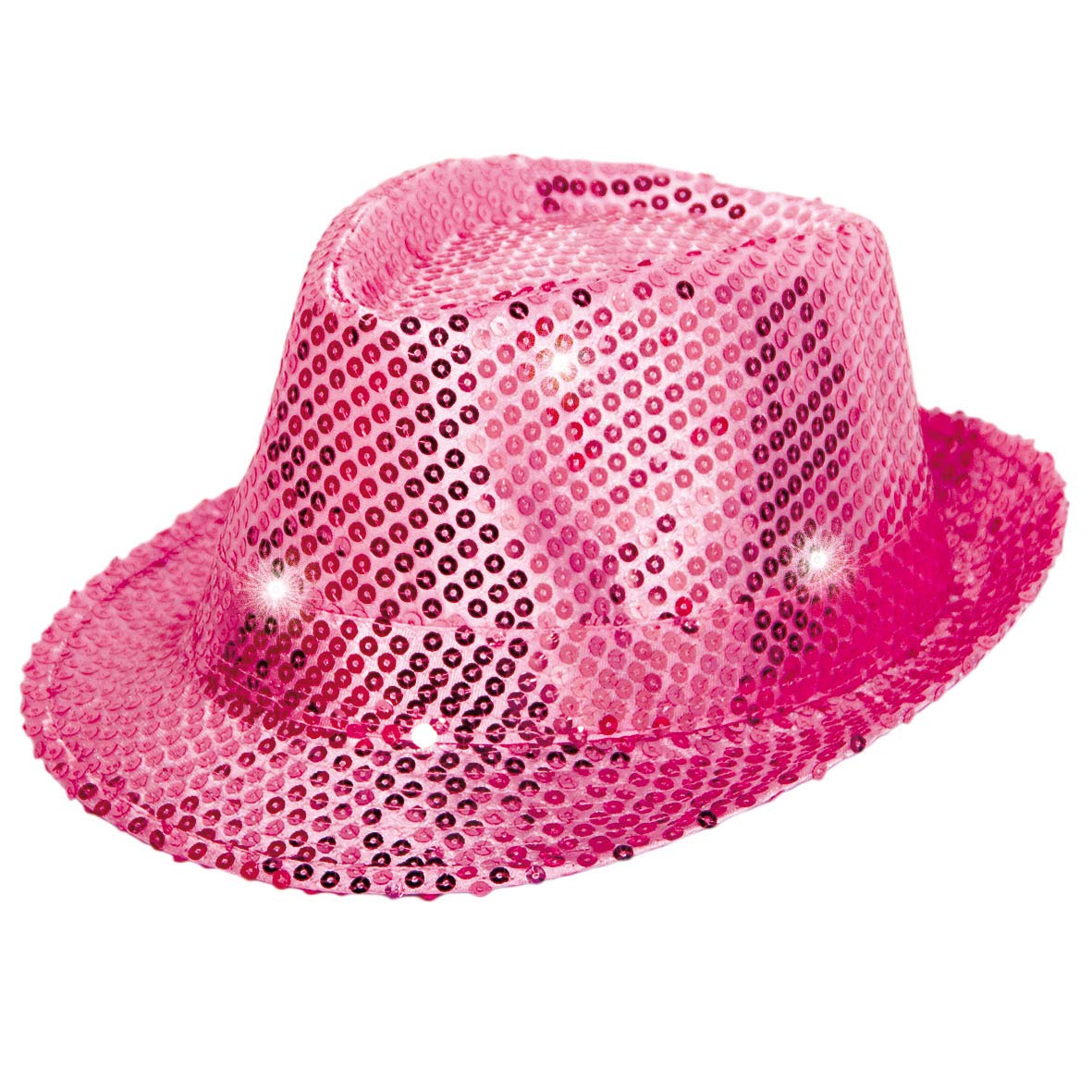 FOLAT Party 24073 Tribly Hat with Sequins and LED Lighting – Unisex Adult – Magenta, One Size