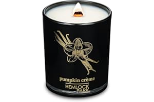 Hemlock Park Pumpkin Crème Black & Gold Crackling Wood Wick Candle Handcrafted with Natural Plant-Based Coconut Wax | 50 Hour Clean Burn Time | Standard 7.2 oz