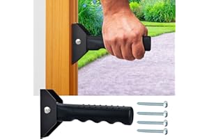 APDTEK Flip Up Grab Bar for Doorway/Stairs Safety Assist Handles for Elderly Non-Slip Grip Bar Great for Seniors, Elderly, Disabled, Handicap and Injured People - Suitable for Wood Door (Black)