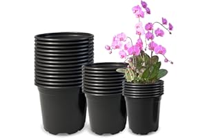RAOOKIF 45 Pack 5 6 7 Inch Nursery Pots Variety Pack, Plastic Nursery Pot with Drainage Holes, Seed Starting Pots for Flower Seedling, Cuttings, Transplanting (5+6+7 Inch,45pcs)