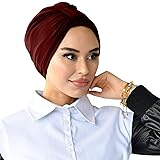 Burgundy Band Turban for Women, Breathable Instant
