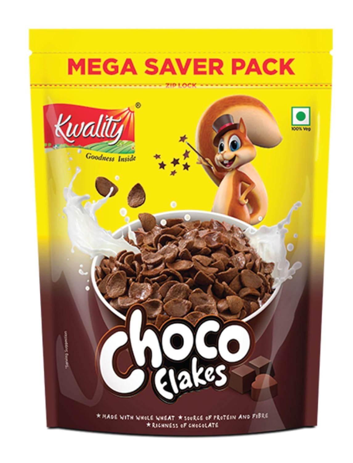 Kwality Choco Flakes, Made with Whole Wheat, Zero Maida, Source of