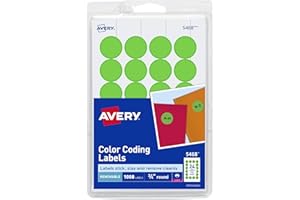 Avery Colored Dot Stickers, Removable Print or Write Circle Labels, 3/4 Inch, 1008 Neon Green Round Stickers (5468)
