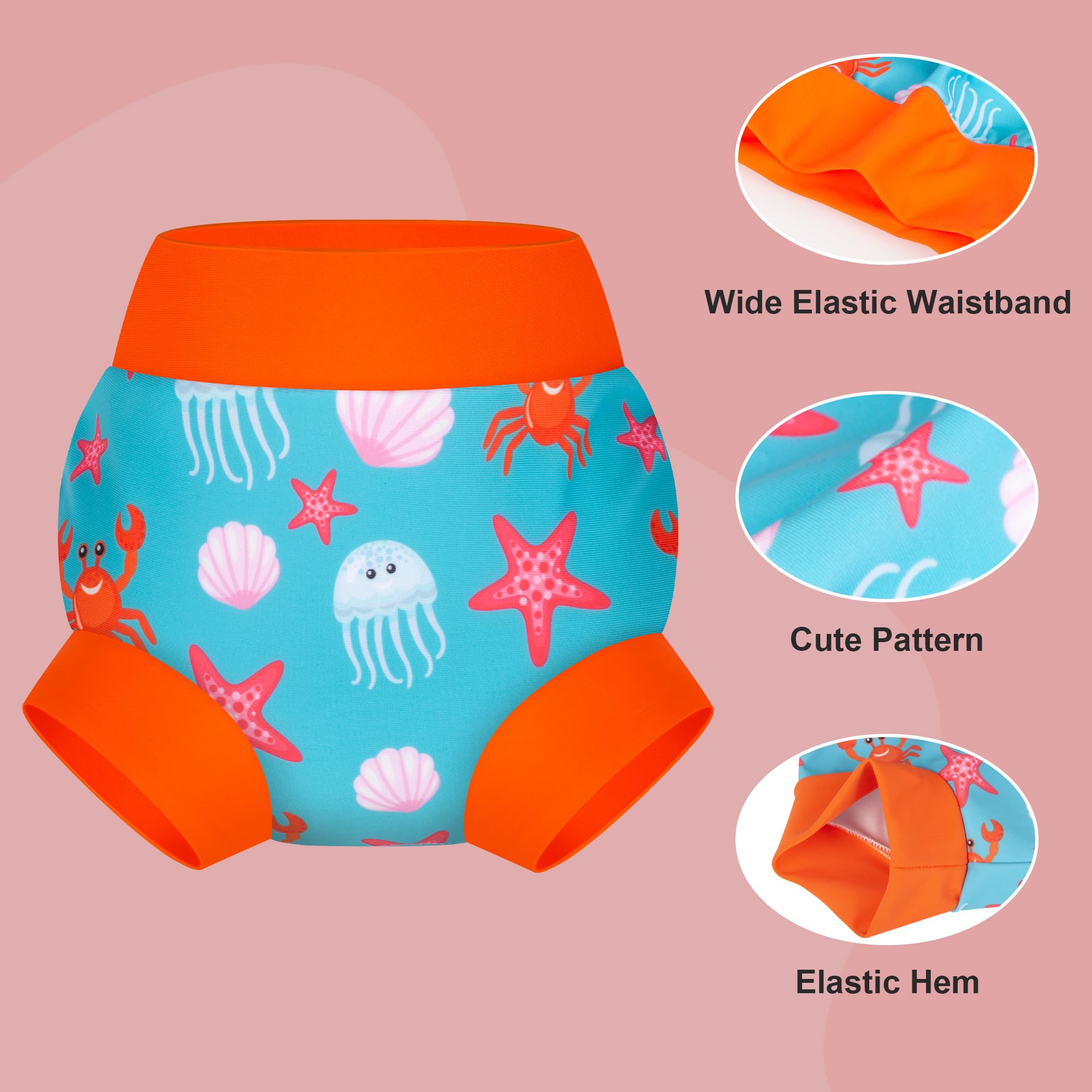 BIG ELEPHANT Baby Schwimmwindeln 3er Pack – Wiederverwendbare, Verstellbare & Waschbare Badehose für Babys & Kleinkinder 4