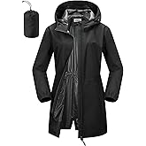 Outdoor Ventures Women's Waterproof Long Rain Coats Packable Lightweight Rain Jacket With Hood Windproof Trench Coats