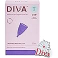 Diva Cup & Pin - Medical Grade Silicone Cup for Period Care - Reusable Menstrual Cup - Up to 12 Hours of Continuous Wear - Model 2 (for Wide Vaginal Canals, Post-Partum & Ages 35+) - with Enamel Pin