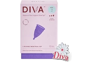 DIVACUP Diva Cup & Pin - Medical Grade Silicone Cup for Period Care - Reusable Menstrual Cup - Up to 12 Hours of Continuous Wear - Model 2 (for Wide Vaginal Canals, Post-Partum & Ages 35+) - with Enamel Pin