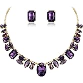 Flyonce Rhinestone Choker Necklace with Stud Earrings, Sparkly Crystal Wedding Party Costume Statement Jewelry Sets for Women