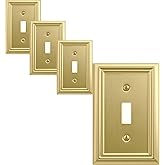 OKAWYC Single Toggle Light Switch Cover Adler Metal Wall Plate, 4-Pack Brushed Brass 1 Gang, for Light Switch Cover Decorative Wallplate, Durable