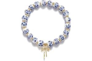 AGROMUSK Beads Bow Charm Bracelet for Women Flower Vintage Bracelet Handmade Stretch Beaded Dainty Romantic Jewelry Gifts