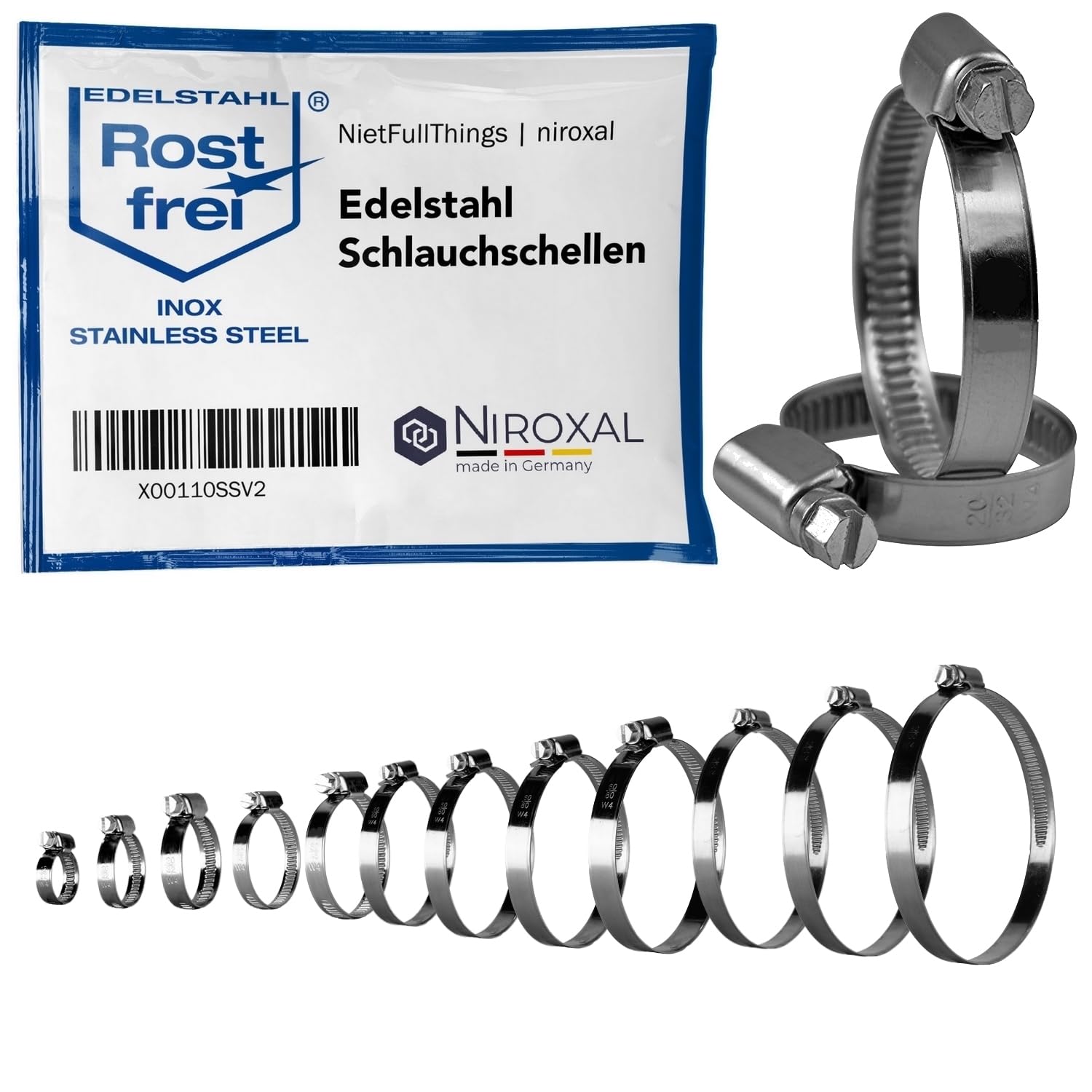 Hose Clamps 210-230 mm Worm Drive Stainless Steel 304 Jubilee Clip Hose Clip Pipe Clamp 12 mm Band Rustproof A2 DIN 3017 2 Pack