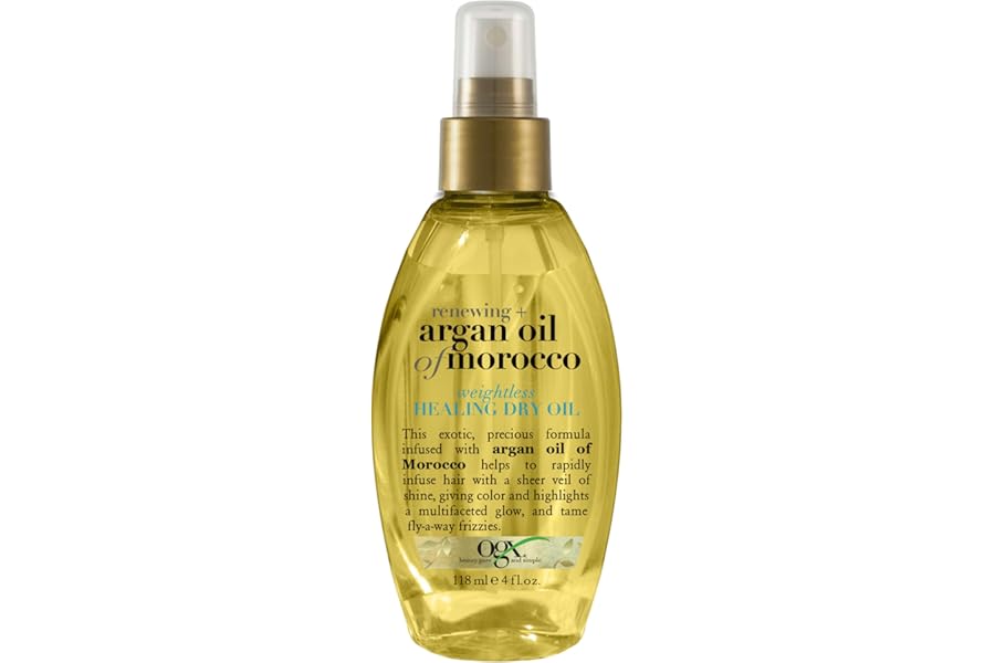 OGX Renewing + Argan Oil of Morocco Weightless Healing Dry Oil Spray, Argan Oil for Hair Care, Lightweight Mist for Split Ends, Frizz Control & Shine, Paraben & Sulfated-Surfactants Free, 4 fl oz
