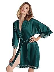 AW BRIDALGreen Silk Robes For Women Short Satin