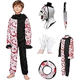 Varuotu Art Clown Costume Kids Terrifying Mask Scary Killer Clown Costume Halloween Cosplay Outfit Boys Girls