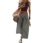 Seetaa Women's Wide Leg Pants Comfy High Waisted Casual Loose Lounge Pants with Pockets