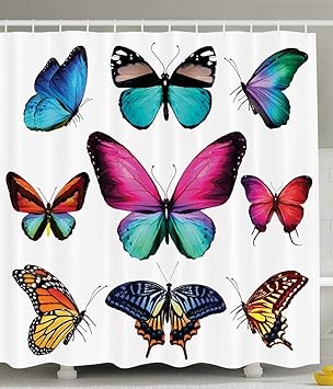 JHTRSJYTJ Mehrfarbige Schmetterlinge Badezimmerdekoration,3D HD
