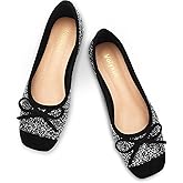 Volyxus Women's Ballet Flats Cap Toe Bow Flats Two Tone Slip On Flats Comfort Square Toe Dressy Flat Shoes for Casual Work
