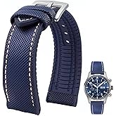 Danxancy FKM Rubber Nylon Watch Band 20mm 22mm 24mm Fluororubber Waterproof Soft Breathable Durable FKM Rubber Watch Band Universal Replacement Band Strap for Men Women