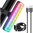 Bike Tail Light,LED Bicycle Rear Light with RGB Colors, USB-C Rechargeable Rainbow Bike Light,Waterproof, 7 Colors 14 Modes -Suitable for Bike, Scooters, and Roller Skate,Helmet