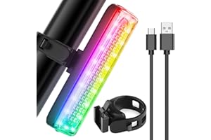 Bike Tail Light, LED Bicycle Rear Light with Changing Colors, USB-C Rechargeable Rainbow Bike Lights,Waterproof, 7 Colors 14 