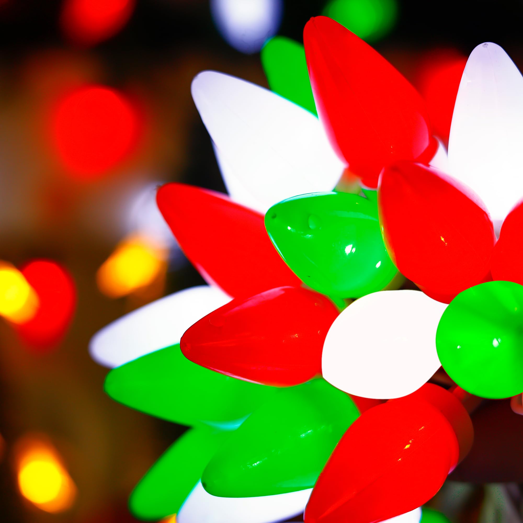 Photo 1 of HAYATA Red White Green C7 Big Bulbs Classic Christmas Lights 50 LED 24ft Strawberry String Light - Fairy Lighting for Outdoor, Indoor, Garden, Home, Wreath, Garland,Tree Decorations