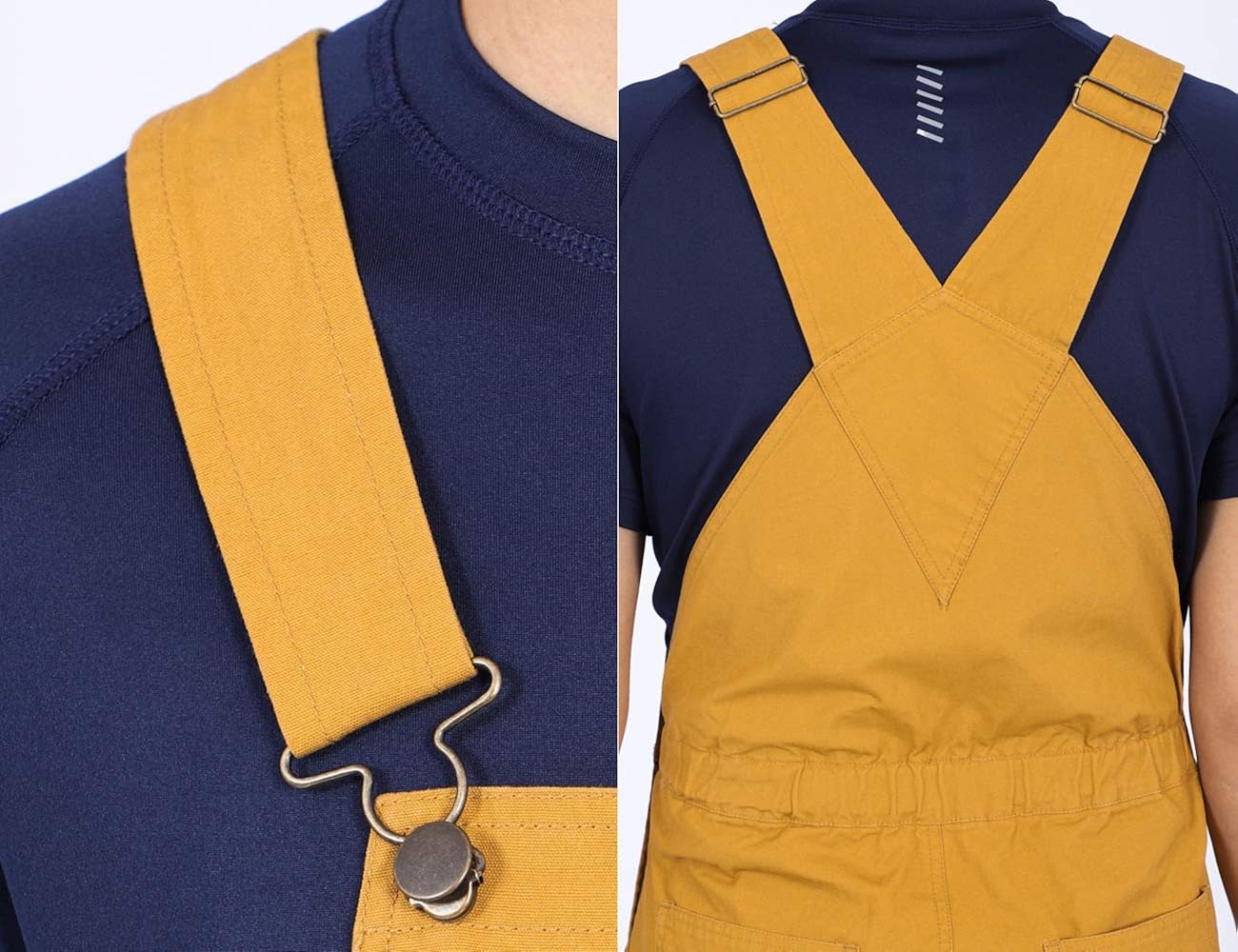 DISHANG Men's Bib Overalls with Adjustable Front Suspenders and Functional Pockets: Clothing