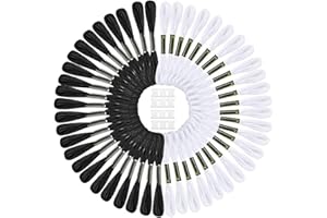 xutong Embroidery Thread,48 Skeins Cotton Embroidery Floss,Black and White Bracelets Craft Floss for Art Crafts Projects Gift