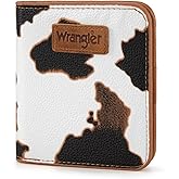 Montana West X Wrangler Small Brown Cow Print Wallets for Women Slim Thin Wallet Card Cases Money Organizer Thin Mini Pocket Wallet with Rfid Lining and A Coin Purse