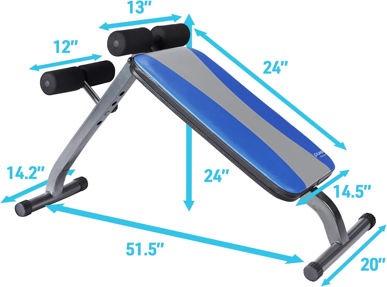 Pure Fitness Adjustable Ab Crunch Sit-Up Bench for toning and training, Foldable and Adjustable Design : Adjustable Weight Benches : Sports & Outdoors