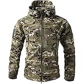 YSERB Men's Military Tactical Jackets Camo Hooded Softshell Jacket Outdoor Hunting Hiking Coat Winter Waterproof Windbreaker