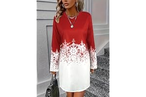 Womens Long Sleeve Dress Christmas Crew Neck Party Night Holiday Dresses 2025