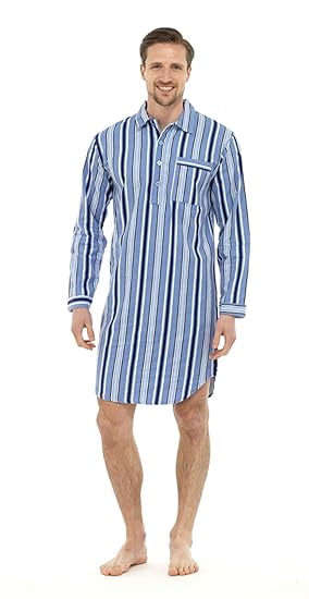 Herren Nachthemd Traditioneller Flanell Schlafanzug Pyjama Aus Baumwolle