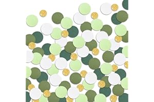 LETJOLT Green Confetti Glitter Golden Greenery Scatter Table Decoration Surprise Paper Craft Anniversary Supplies Birthday Party Bridal Baby Shower Party Wedding Gift Circle Dots Decor 100 Pcs