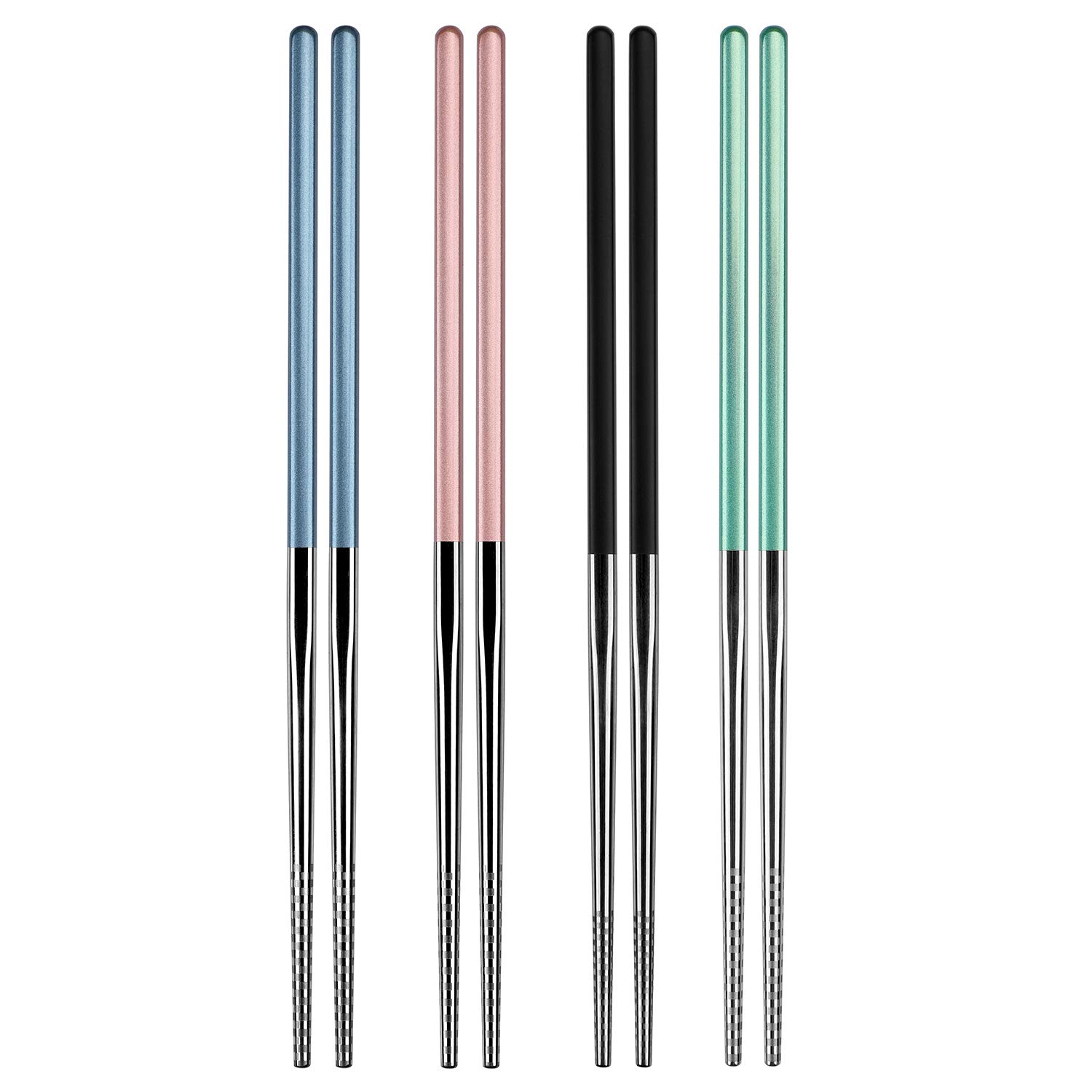 loopki Chopsticks Reusable,Premium 304 Stainless Steel Chopstick Metal Chop Sticks with Cutlery Bag as Present Gift Fit Kitchen Dinner (Silver)