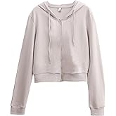 Amazhiyu Women's Cropped Zip up Hoodie Long Sleeves with Drawstring Hooded Cotton Crop Tops