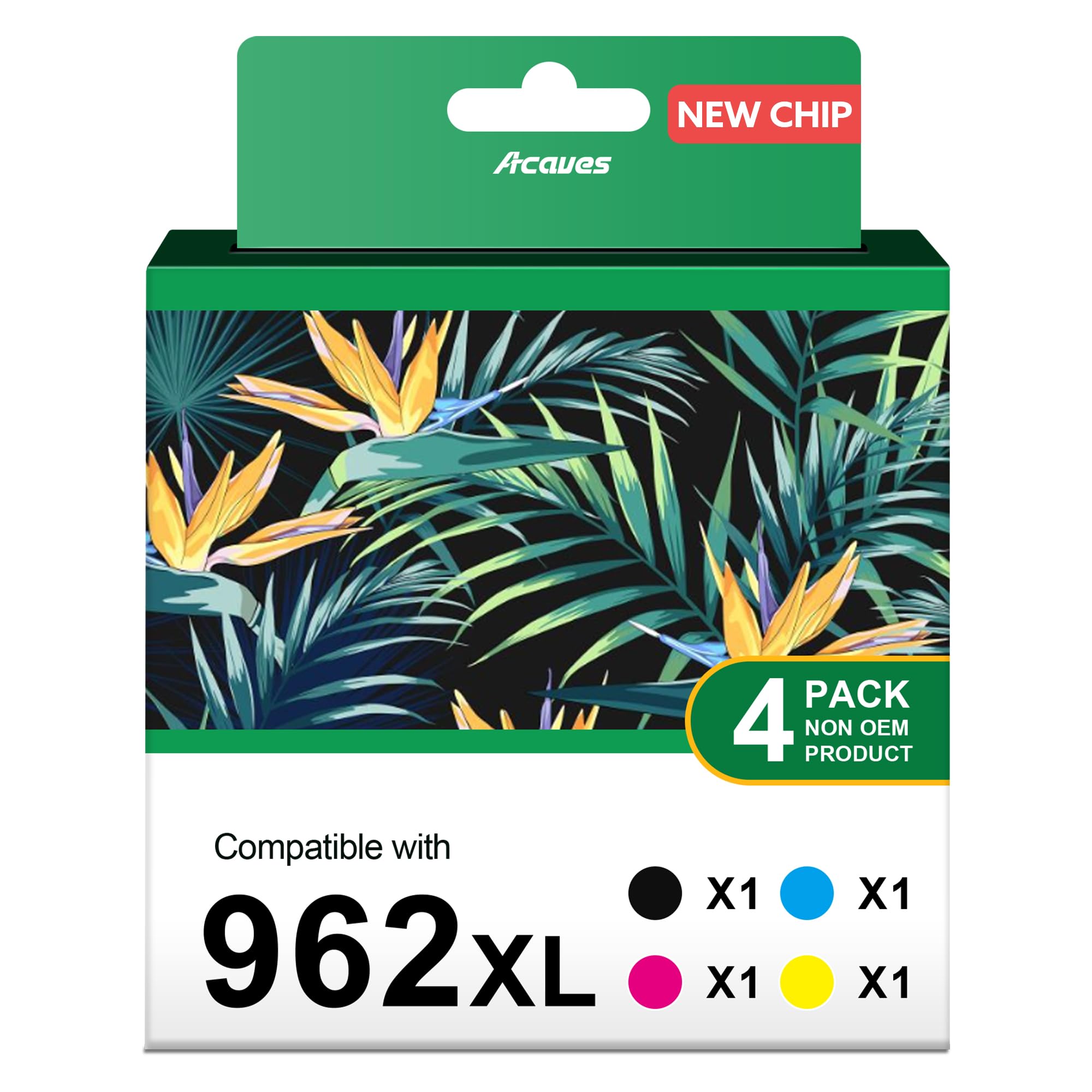 Photo 1 of Acaves 962XL 962 XL Ink Cartridges for HP Printers Replacement for HP 962XL Ink Cartridges Combo Pack HP962 Work for HP Officejet Pro 9010 9015 9018 9020 Printers, Black and Color