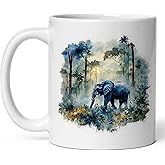 Elephant Ceramic Coffee Mug 11oz Pachyderm Jumbo Tusk - Tea Coffee Mug with Comfortable Grip - Unique Animal Gift Cup for Office or Home - Vibrant Long-Lasting Print ID44991