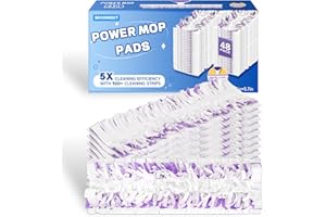 48 Pack Disposable Power Mop Pads Refills for Swiffer Power Mop Pads, 5X Cleaning & Unscented 14-Layer Thickened Multi-Surfac