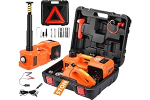 TYAYT Electric Car Jack Kit 5 Ton 12V Floor Jack Portable Hydraulic Car Jack with Impact Wrench and Tire Inflator Pump for SUV Sedans Tire Change with LED Light, Lifting Height 6 to 17.7 Inch