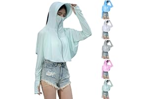 Women's Sun Protection Jacket Hoodie with Mask UPF 50+ Lightweight Full Zipper Jackets Long Sleeve Sunscreen Clothing