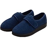 Silvert's Adaptive Clothing & Footwear Men’s Wide & Comfy Easy Closure Slippers for Seniors - Navy/Black 9