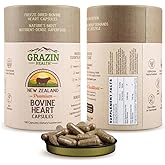 GRAZIN HEALTH Grass-Fed Freeze-Dried Bovine Heart & Liver Capsules 3000 mg per Serving | CoQ10, Iron, Zinc & B12 Supplement for Natural Heart, Energy, and Immune Support