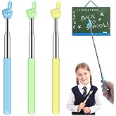 Retractable Teacher Pointer for Classroom Kids Reading, Dumero Extendable Finger Pointer Stick for School, Collapsible Finger Pointing Stick, Long Telescoping Hand Pointer-3 Pack: Blue, Green, Yellow
